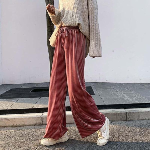women's pants & capris corduroy wide leg women 2021 autumn pleuche high waist casual loose full length korean palazzo plus size trouser, Black;white
women's pants & capris corduroy wide leg women 2021 autumn pleuche high waist casual loose full length korean palazzo plus size trouser, Black;white