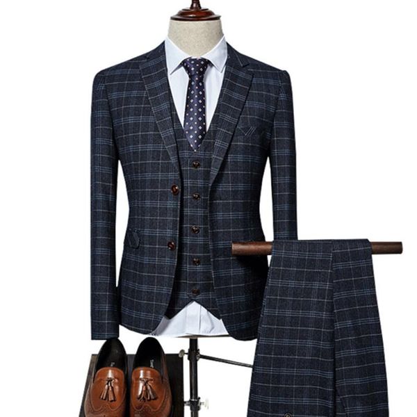 men's suits & blazers jas vest broek 2021 men fashion boutique plaid wedding dress pak three pieces male formula business casual set, White;black
men's suits & blazers jas vest broek 2021 men fashion boutique plaid wedding dress pak three pieces male formula business casual set, White;black