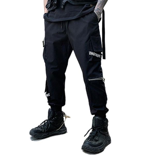 men's pants fashionable street multi-pockets hip-hop punk joggers pencil casual ribbon male sweatpants streetwear, Black
men's pants fashionable street multi-pockets hip-hop punk joggers pencil casual ribbon male sweatpants streetwear, Black
