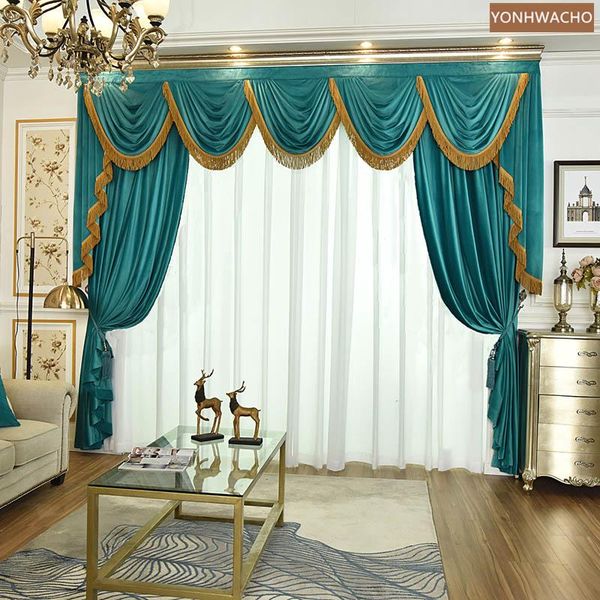 curtain & drapes custom european living room high-end bedroom velvet luxury thick blue cloth blackout valance tulle drape c837
curtain & drapes custom european living room high-end bedroom velvet luxury thick blue cloth blackout valance tulle drape c837