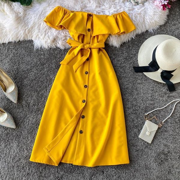 beach a line elegant women dresses vintage slim button ruffles bandage midi summer party vestido de festa off shoulder, Black;gray
beach a line elegant women dresses vintage slim button ruffles bandage midi summer party vestido de festa off shoulder, Black;gray