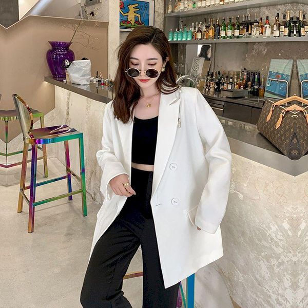 women's suits & blazers women elegant vintage long sleeve white female clothing single breasted fashionable outwear korean style minima, White;black
women's suits & blazers women elegant vintage long sleeve white female clothing single breasted fashionable outwear korean style minima, White;black