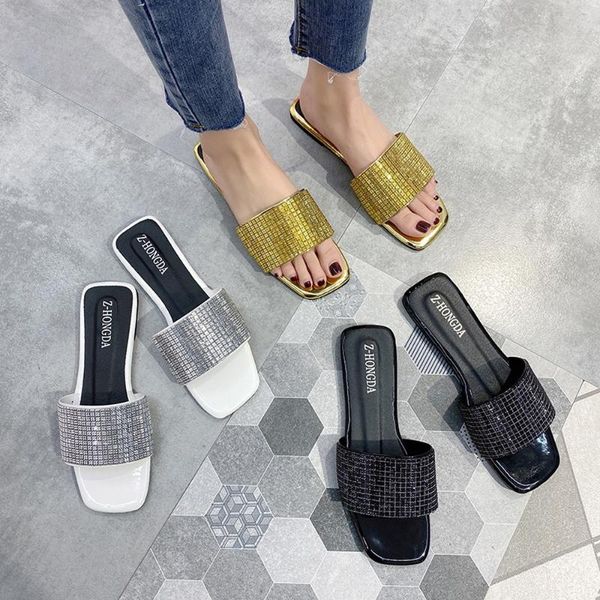slippers net red female 2021 spring summer rhinestone square head flat bottom flip flops fitting room sandals women's shoes, Black
slippers net red female 2021 spring summer rhinestone square head flat bottom flip flops fitting room sandals women's shoes, Black