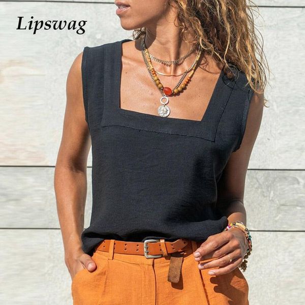 women's blouses & shirts elegant square collar solid shirt blusa casual loose women vest summer ladies sleeveless blouse pullover s, White
women's blouses & shirts elegant square collar solid shirt blusa casual loose women vest summer ladies sleeveless blouse pullover s, White