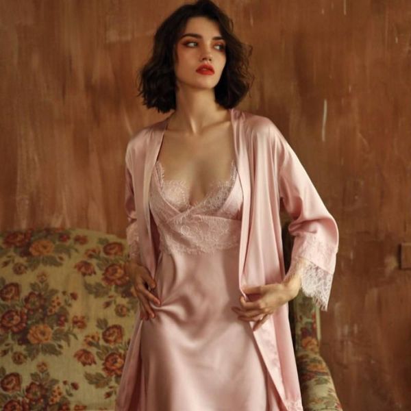 women's sleepwear female silk summer kimono bathrobe lace bath gown wedding night dress nightwear home clothes, Black;red
women's sleepwear female silk summer kimono bathrobe lace bath gown wedding night dress nightwear home clothes, Black;red
