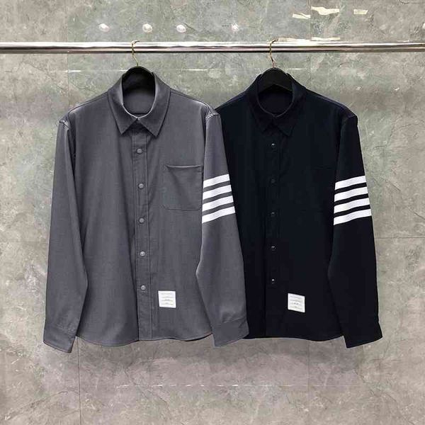 downs fashion tb thom brand jacket men cardigans clothing loose spring autumn turn-down collar shirts striped casual coat, Black 
downs fashion tb thom brand jacket men cardigans clothing loose spring autumn turn-down collar shirts striped casual coat, Black