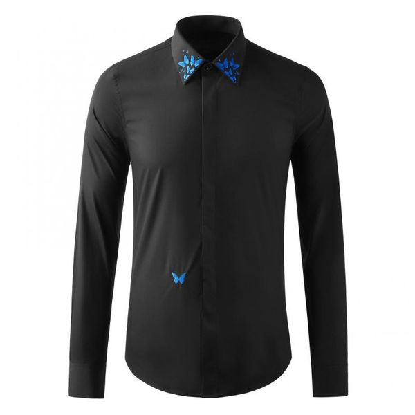 men's casual shirts minglu cotton male luxury butterfly collar embroidery long sleeve mens dress slim fit party man 4xl, White;black
men's casual shirts minglu cotton male luxury butterfly collar embroidery long sleeve mens dress slim fit party man 4xl, White;black