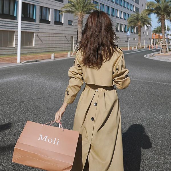 women's trench coats simple coat mid long korean style loose windbreake women fashion spring outwear commute eabrigos mujer woman dj60w, Tan;black
women's trench coats simple coat mid long korean style loose windbreake women fashion spring outwear commute eabrigos mujer woman dj60w, Tan;black