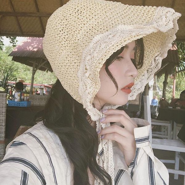 french lace straw hat female summer beach vacation travel windproof foldable fisherman chinese wide brim hats, Blue;gray
french lace straw hat female summer beach vacation travel windproof foldable fisherman chinese wide brim hats, Blue;gray