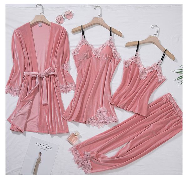 burgundy velour pajama suit women 4pcs kimono robe nightgown set sleepwear lady winter velvet warm lace folwer bathrobe gown, Black;red
burgundy velour pajama suit women 4pcs kimono robe nightgown set sleepwear lady winter velvet warm lace folwer bathrobe gown, Black;red