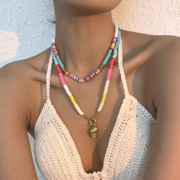 pendant necklaces 2pcs/set multicolor polymer clay disc beaded handmade for women gold color metal shells boho jewelry, Silver
pendant necklaces 2pcs/set multicolor polymer clay disc beaded handmade for women gold color metal shells boho jewelry, Silver