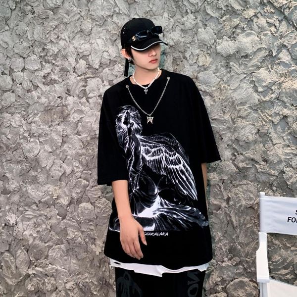 men's polos 2021 and women's t-shirt splicing short sleeve street hip hop harajuku casual cotton loose top, White;black
men's polos 2021 and women's t-shirt splicing short sleeve street hip hop harajuku casual cotton loose top, White;black
