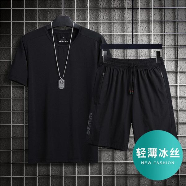 men's tracksuits ice casual suit 2021 summer large sports short sleeve t-shirt shorts two piece quick drying fashion, Gray
men's tracksuits ice casual suit 2021 summer large sports short sleeve t-shirt shorts two piece quick drying fashion, Gray
