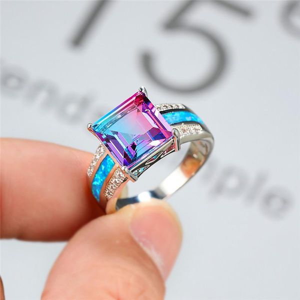 wedding rings luxury female rainbow crystal big ring dainty square zircon silver color for women charm blue opal engagement, Slivery;golden
wedding rings luxury female rainbow crystal big ring dainty square zircon silver color for women charm blue opal engagement, Slivery;golden