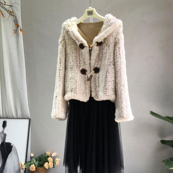 women's fur & faux 2021 style knitted real rex coats women hooded coat office lady short horn button overcoat zsyf0008, Black
women's fur & faux 2021 style knitted real rex coats women hooded coat office lady short horn button overcoat zsyf0008, Black