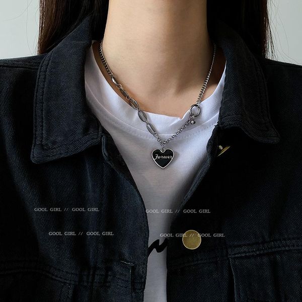 chains titanium steel love letter stitching chain necklace mori girl heart clavicle fashion personality pendant female, Silver
chains titanium steel love letter stitching chain necklace mori girl heart clavicle fashion personality pendant female, Silver