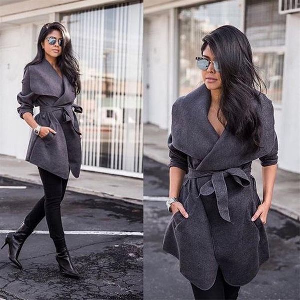 women's wool & blends 2021 winter woolen women coat warm long sleeve turn-down collar lace up pocket female coats elegant ladies outerw, Black
women's wool & blends 2021 winter woolen women coat warm long sleeve turn-down collar lace up pocket female coats elegant ladies outerw, Black