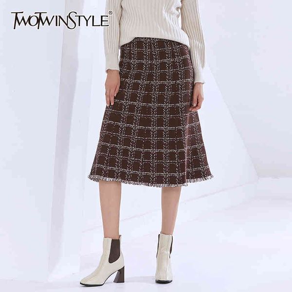 twotwinstyle plaid hit color skirt for women high waist patchwork tassel designer oversized mid skirts female autumn style 210517, Black
twotwinstyle plaid hit color skirt for women high waist patchwork tassel designer oversized mid skirts female autumn style 210517, Black