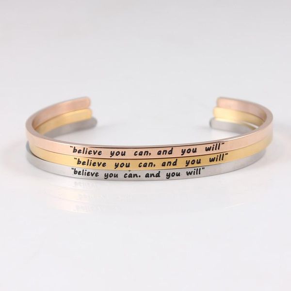 bangle believe you can and will color custom stainless steel engraved message bracelet positive inspirational letter, Black
bangle believe you can and will color custom stainless steel engraved message bracelet positive inspirational letter, Black