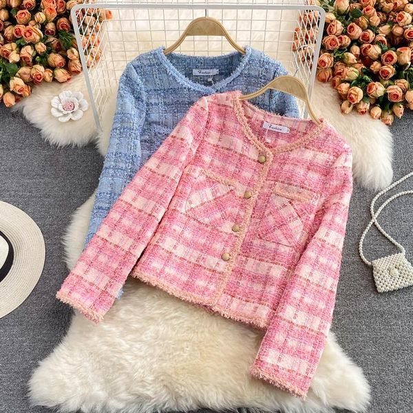 women's jackets pink small fragrance coat long sleeve 2021 fall french versatile loose lady tweed short top, Black;brown
women's jackets pink small fragrance coat long sleeve 2021 fall french versatile loose lady tweed short top, Black;brown