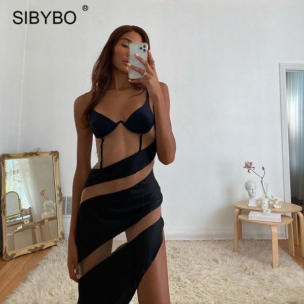 sibybo patchwork transparent mesh dress women summer sleeveless v-neck irregular midi dresses black backless party vestidos, Black;white
sibybo patchwork transparent mesh dress women summer sleeveless v-neck irregular midi dresses black backless party vestidos, Black;white