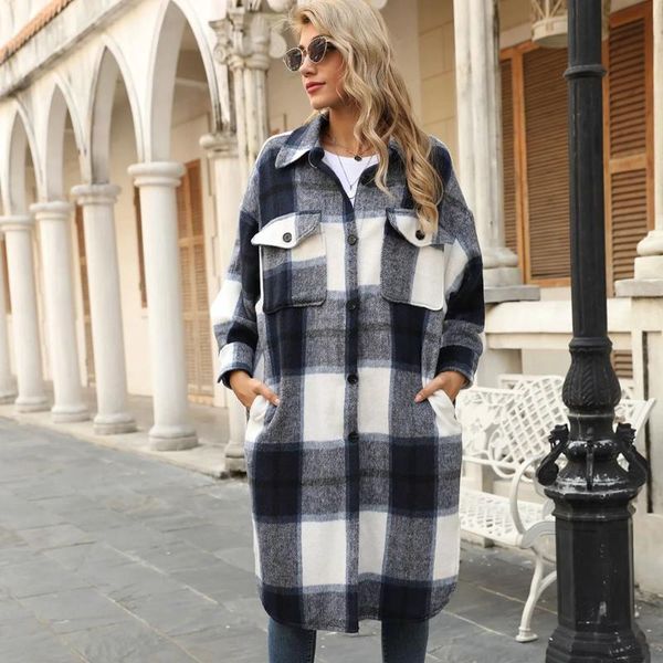 women's wool & blends 2021 women plaid long sleeve thick coat female vintage streetwear single-breasted casual fashion loose split, Black
women's wool & blends 2021 women plaid long sleeve thick coat female vintage streetwear single-breasted casual fashion loose split, Black
