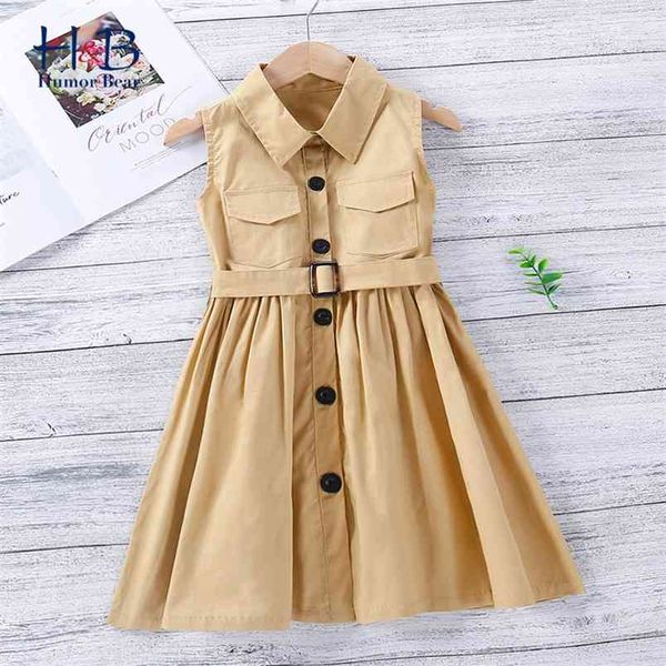 girl dress summer sleeveless lapel collar single-breasted casual with belt children clothes 210611, Red;yellow
girl dress summer sleeveless lapel collar single-breasted casual with belt children clothes 210611, Red;yellow