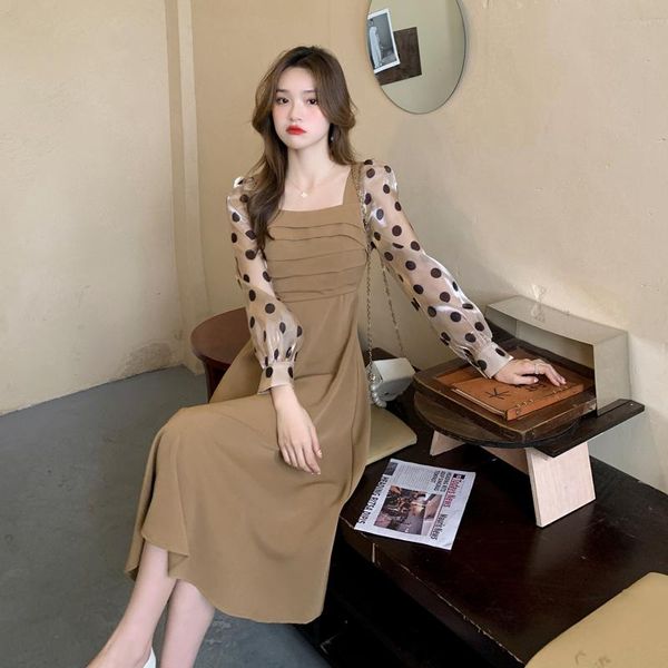 casual dresses coigarsam women one piece korea dress autumn 2021 french style long sleeve patchwork polka dot chiffon coffee black, Black;gray
casual dresses coigarsam women one piece korea dress autumn 2021 french style long sleeve patchwork polka dot chiffon coffee black, Black;gray
