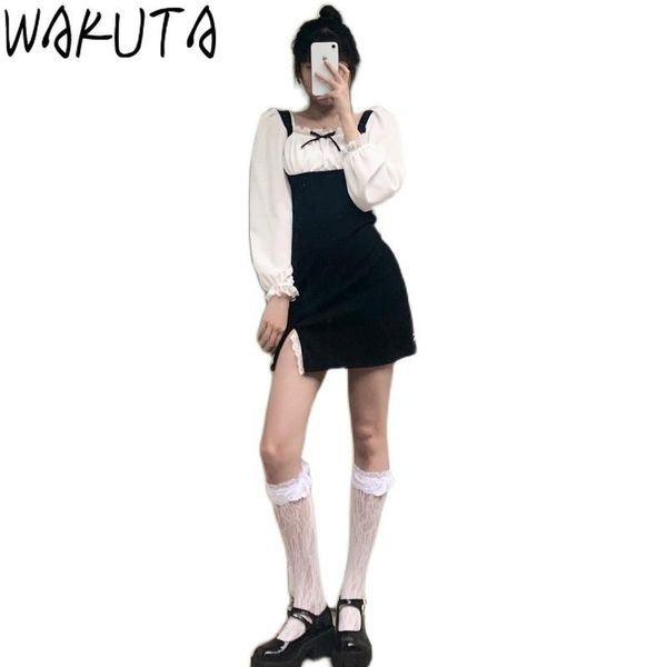 casual dresses wakuta japanese sweet mini dress girls design short bow contrast color clothes spring fall for women 2021, Black;gray
casual dresses wakuta japanese sweet mini dress girls design short bow contrast color clothes spring fall for women 2021, Black;gray