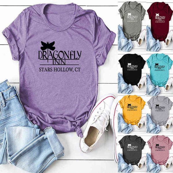 2021 letter dragonfly print pullover round neck short sleeve t-shirt women's wear, White
2021 letter dragonfly print pullover round neck short sleeve t-shirt women's wear, White