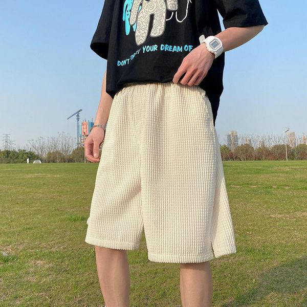 men's shorts solid color plaid korean fashion loose casual men harajuku streetwear wide-leg straight five-point pants, White;black
men's shorts solid color plaid korean fashion loose casual men harajuku streetwear wide-leg straight five-point pants, White;black