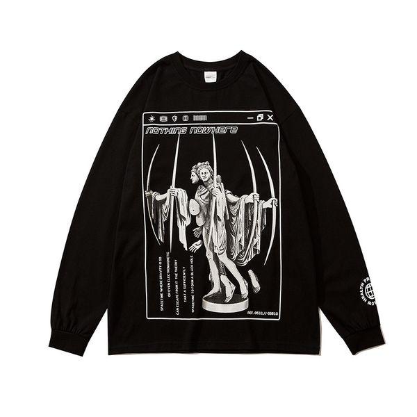ins high street fashion brand printed pullover men's round neck dark sweater large long sleeve t-bottomed top, Black
ins high street fashion brand printed pullover men's round neck dark sweater large long sleeve t-bottomed top, Black