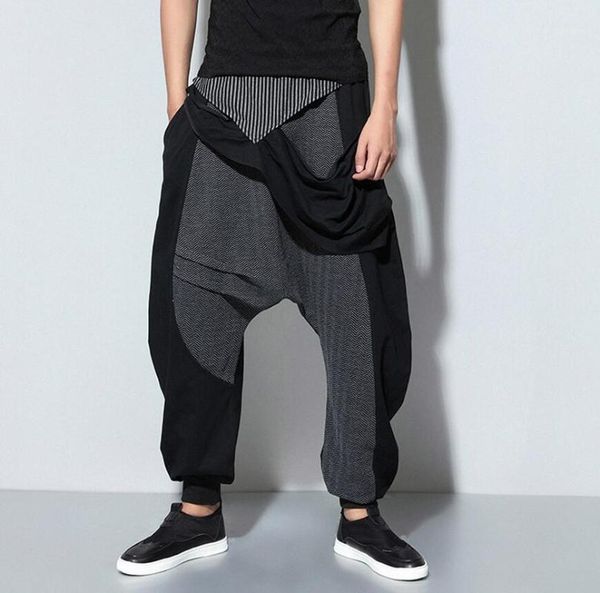 men's clothing drop crotch pants loose sarrouel cotton stitching metrosexual singer costumes, Black
men's clothing drop crotch pants loose sarrouel cotton stitching metrosexual singer costumes, Black
