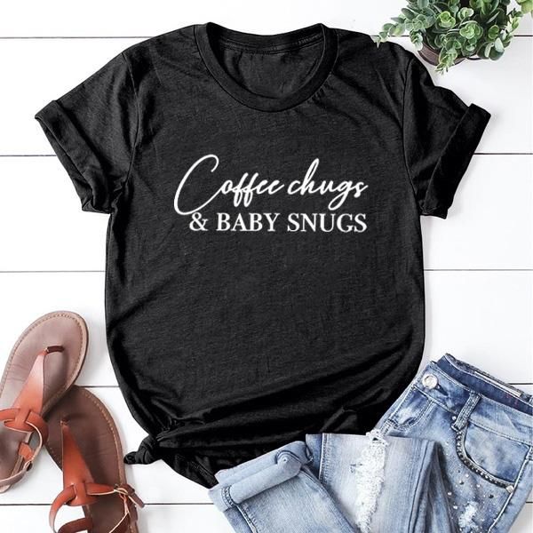 women's t-shirt women loose t shirts for coffee chugs and baby snugs print tee shirt femme o-neck short sleeve cotton, White
women's t-shirt women loose t shirts for coffee chugs and baby snugs print tee shirt femme o-neck short sleeve cotton, White