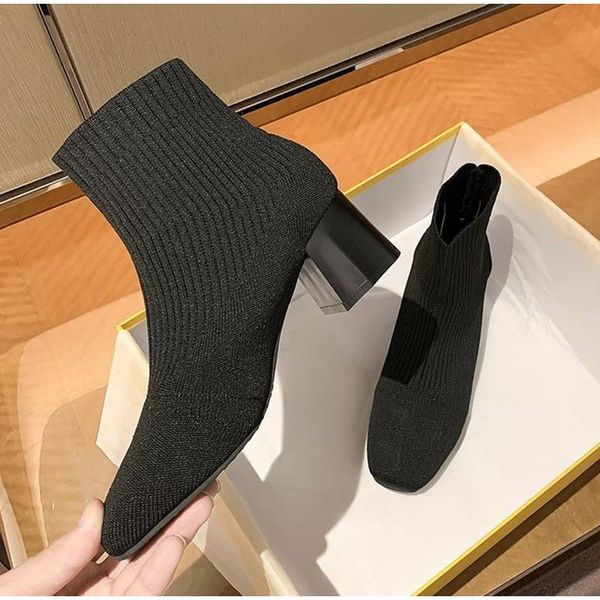 boots women socks high heels stretch fabric ladies short female fashion shoes square ankle slip on comfortable, Black
boots women socks high heels stretch fabric ladies short female fashion shoes square ankle slip on comfortable, Black