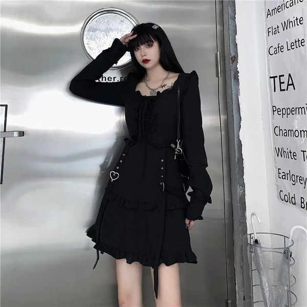 casual dresses harajuku women black mini dress gothic punk style streetwear bandage vestido heart suspenders lolita ruffles, Black;gray
casual dresses harajuku women black mini dress gothic punk style streetwear bandage vestido heart suspenders lolita ruffles, Black;gray
