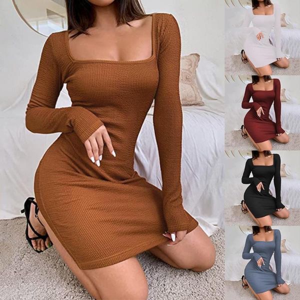 casual dresses fashion lady dress low cut square collar knitted solid color long sleeve ribbed women mini knitwear streetwear, Black;gray
casual dresses fashion lady dress low cut square collar knitted solid color long sleeve ribbed women mini knitwear streetwear, Black;gray