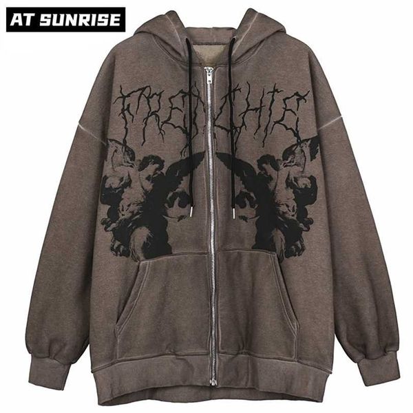 men hip hop streetwear hooded jacket angel dark print coat harajuku cotton fleece autumn winter outwear zipper 211214, Black;brown
men hip hop streetwear hooded jacket angel dark print coat harajuku cotton fleece autumn winter outwear zipper 211214, Black;brown