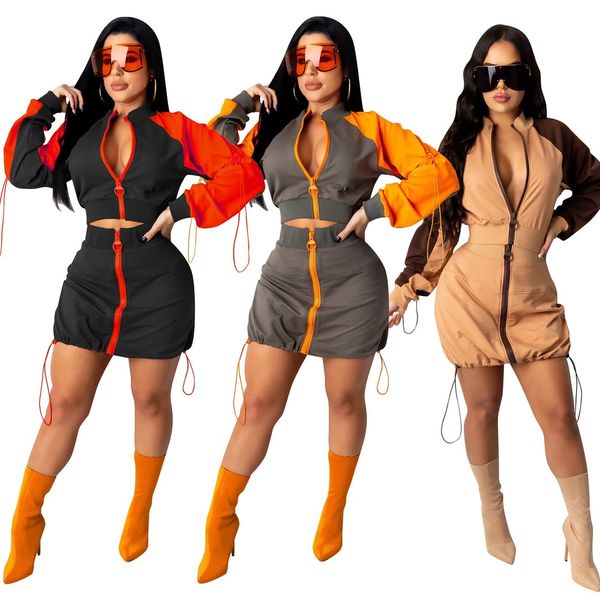 patchwork dstring 2 pcs skirt sets women long sleeve zipper-up winter crop + mini skirt spring suit casual outfitby a, Black;white
patchwork dstring 2 pcs skirt sets women long sleeve zipper-up winter crop + mini skirt spring suit casual outfitby a, Black;white