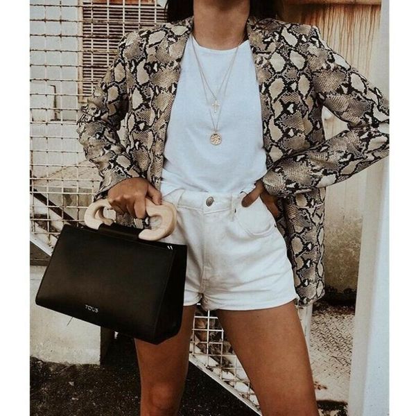 women's suits & blazers ol elegant vintage women ladies long sleeve snake print cool slim blazer suit coat work jacket formal plus size, White;black
women's suits & blazers ol elegant vintage women ladies long sleeve snake print cool slim blazer suit coat work jacket formal plus size, White;black