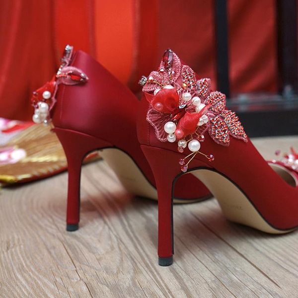 dress shoes wedding women's 2021 chinese traditional red high heels thin heeled bridal, Black
dress shoes wedding women's 2021 chinese traditional red high heels thin heeled bridal, Black