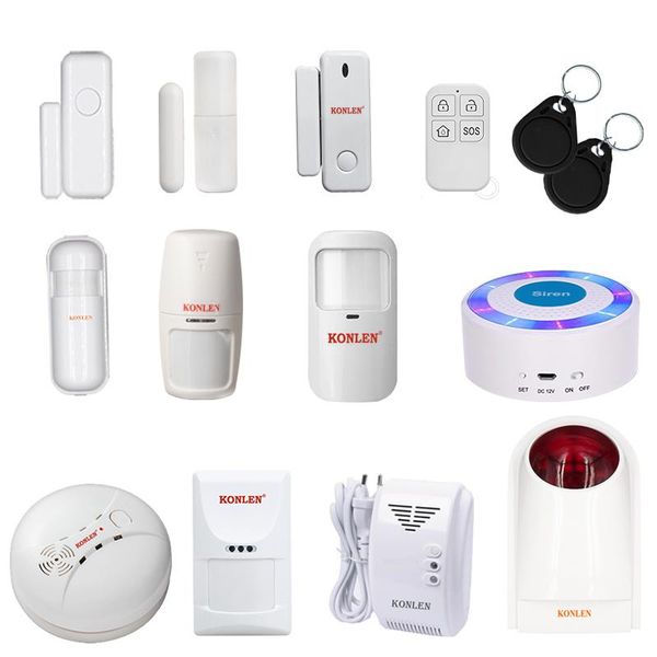 wireless pir motion detector door window sensor fire smoke gas strobe siren 433mhz accessories for konlen alarm system systems
wireless pir motion detector door window sensor fire smoke gas strobe siren 433mhz accessories for konlen alarm system systems