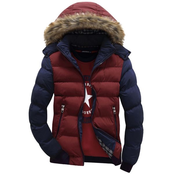wholale- 6 contrast color hooded dign men parka size m-3xl casual slim fit men's winter stand collar thick down et, Black
wholale- 6 contrast color hooded dign men parka size m-3xl casual slim fit men's winter stand collar thick down et, Black