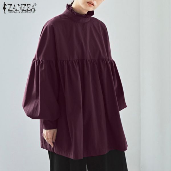 jacket stylish solid shirts women's lantern sleeve blouse 2021 casual ruffle tunic female office lady blusas plus size chemise, Black;brown
jacket stylish solid shirts women's lantern sleeve blouse 2021 casual ruffle tunic female office lady blusas plus size chemise, Black;brown