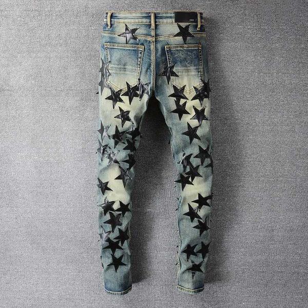 694 amirs street personalized skinny star trend jeans men's youth high craft elastic slim pants, Blue
694 amirs street personalized skinny star trend jeans men's youth high craft elastic slim pants, Blue