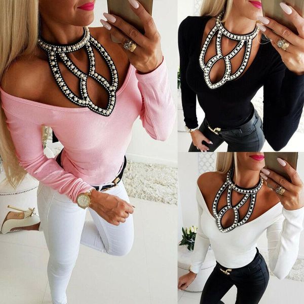 women's blouses & shirts 3 colors autumn winter fashion beaded long sleeve slim fit blouse female casual outfits, White
women's blouses & shirts 3 colors autumn winter fashion beaded long sleeve slim fit blouse female casual outfits, White