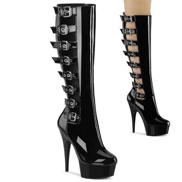 boots 15cm belt buckle side empty high heeled steel pipe dance thin long fashion trend, Black
boots 15cm belt buckle side empty high heeled steel pipe dance thin long fashion trend, Black