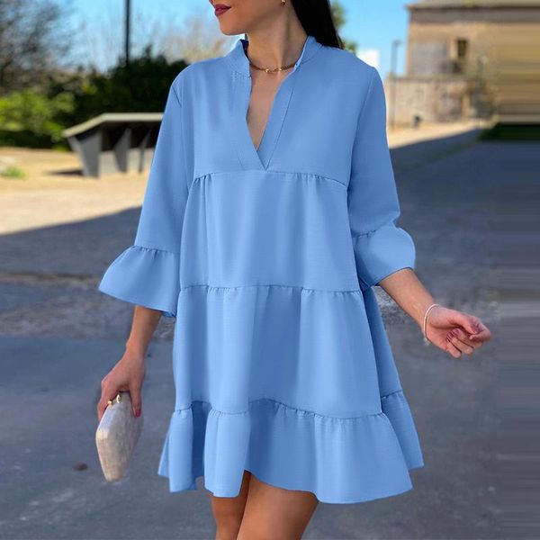 casual dresses women party dress vonda autumn loose 3/4 sleeve holiday plain ruffled kleid robe v neck bohemian vestidos, Black;gray
casual dresses women party dress vonda autumn loose 3/4 sleeve holiday plain ruffled kleid robe v neck bohemian vestidos, Black;gray