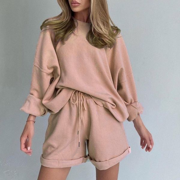 women's tracksuits casual streetwear suit fashion autumn solid color o-neck collar long sleeve blouse+drawstring shorts tracksuit, Gray
women's tracksuits casual streetwear suit fashion autumn solid color o-neck collar long sleeve blouse+drawstring shorts tracksuit, Gray