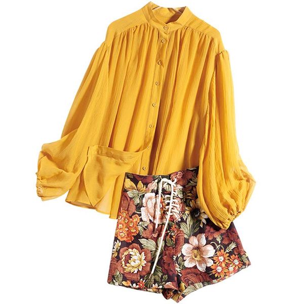 sweet spring 2 piece set women single-breasted shirt+high waist shorts sets women's trouser suits bohemian two setretro pants, White
sweet spring 2 piece set women single-breasted shirt+high waist shorts sets women's trouser suits bohemian two setretro pants, White